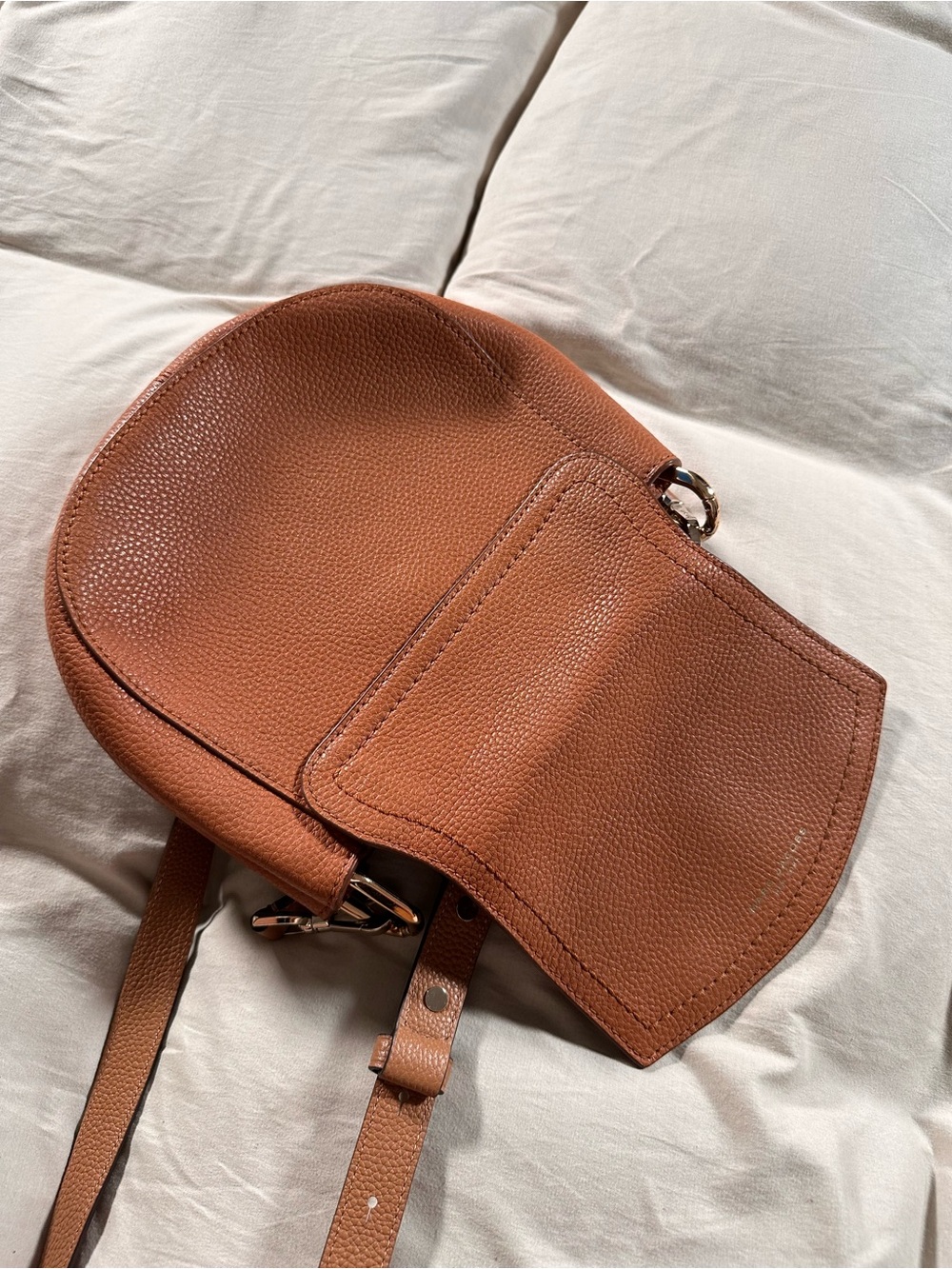 Marc Jacob’s Maverick Shoulder Bag Cognac Tan Leather Crossbody Coquette - Picture 14 of 16